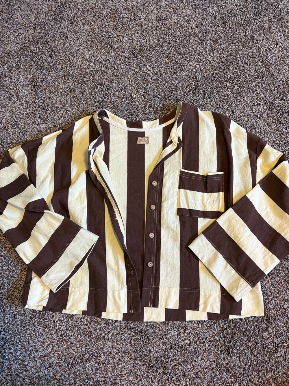 Free People Button Up Striped Top